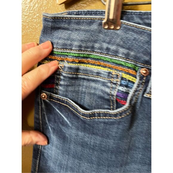 Seven7 size 12 High Rise Hollywood skinny raw hem. Embroidered. - Picture 6 of 10